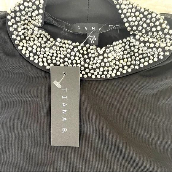 Tiana B Plus Size Jewel Neck Black Sleeveless Dress Size 1x - Picture 4 of 6